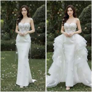 Đầm xoè mặc cưới TRIPBLE T DRESS kết cườm mặc được 2 kiểu sang trọng - size S/M/L MS151Y
