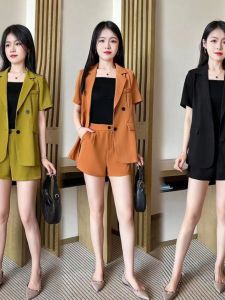 Fashion Suit Womens Breathable Summer New Arrival Loose Temperament Slim Looking Fashionable Short Sleeve Shorts Stylish Two-Piece Suit