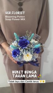 HER.FLORIST Blooming Potten Soap Flower MIX / Rangkaian Bunga Sabun Mix/ Pot Kado Lucu Hiasan