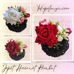 TPN Jepit Rambut Hairnet Rose Gardenia- Jepit Harnet Rambut Mawar Garden- Aksesoris Rambut Wanita