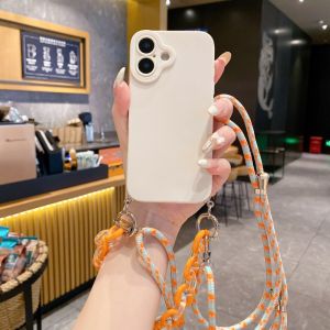 Bracelet Lanyard Case For iPhone 17 Pro Max 15 13 12 11 14 Plus 16 Pro Air Luxury TPU Crossbody Strap Chain Soft Phone Cover