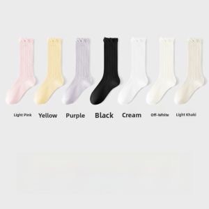Miiow | Cat Lady Summer Thin Mid-Calf Breathable Socks Womens White Mesh Antibacterial Small Leather Shoes Compatible Monthly Socks