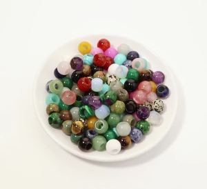 5pcs 12mm Natural Stone Big Hole Beads Agate Turquoise Tiger Eye Jade Loose Beads For Jewelry Making DIY Bracelet Accessories