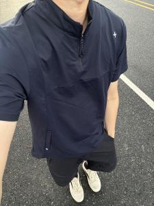 Lightweight Quick-Dry Half-Zipper Star-Emblazoned Short-Sleeve Mens T-Shirt for Summer Outdoor Hiking Sports Casual Loose Fit