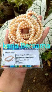 kalung mutiara asli air tawar 150cm dengan card memo