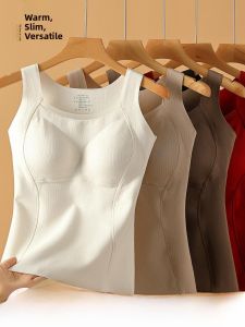 ZISU | Winter Thermal Fleece Lined Vest Womens Inner Wear Strapless Bra Included Outerwear Casual Comfortable Polyester Fiber