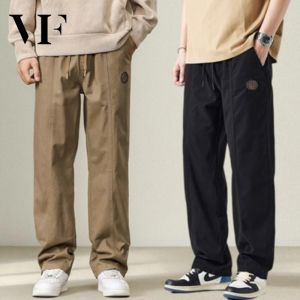 VFASION กางเกงคาร์โก้ กางเกงคาร์โก้ ชาย กางเกงขายาว ชาย กางเกงขากระบอก กางเกงเอวยางยืด ไม่เป็นทางการ ผ้าฝ้าย ผ้าชิโน ทรงหลวม ใส่สบาย ขนาดใหญ่ M - 5XL