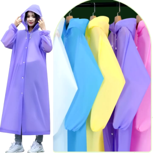 EVA Thick Long Raincoat for Adults Outdoor Hiking Travel Reusable Poncho