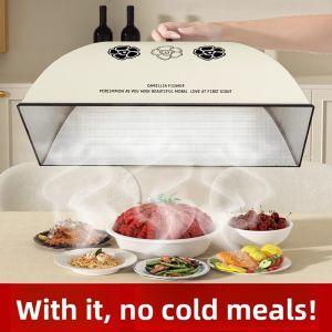 MONLEYTA | Foldable Kitchen Food Cover Dustproof Insulation Dish Lid Home Use Leftovers Cover Nordic Style PVC Material Restaurant