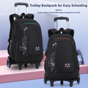 KABUYOUSI | Grade 3-6 Students Large Capacity Waterproof Six-Wheel Trolley School Bag