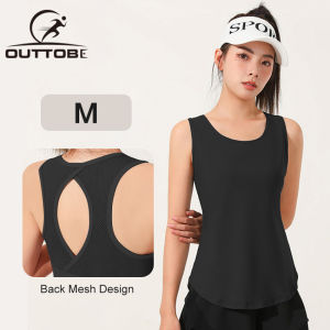 Outtobe Womens Gym Mesh Back Yoga Sports Top Quick Dry Breathable Running Vest Yoga Fitness Gym Top Workout Cloth with Back Mesh Design Black/Purple