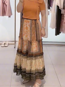MANMI | Vintage Ethnic Print High Waist Versatile Full Skirt
