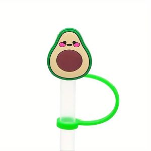 Cute Anime Party Straw Decoration Plant Fruit Cartoon Silicone Dust Plug Straw Cap Fun Drink Straws for Refreshments