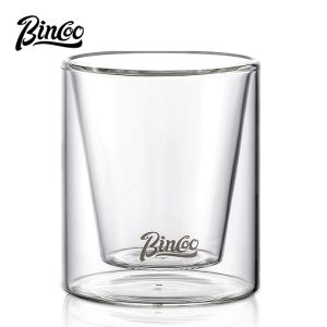 BINCOO Glass Coffee Cup Double Layer Espresso Mug Coffee Mugsfor Household and Office 120ML