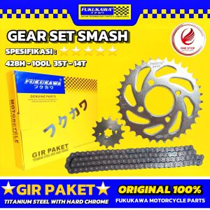 GEAR SET GIR SET PAKET SUZUKI SMASH ORIGINAL ORI ASLI FUKUKAWA 428H-100L/35T-14T