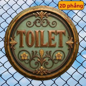 CIFbuy | Biển Hiệu Nhà Vệ Sinh Tây Ban Nha 2D Bằng Nhôm Tranh Treo Tường Tròn Bằng Kim Loại Kích Thước 19.7 Inch Trang Trí Cho Nhà Hàng Quán Cà Phê Lò Sưởi