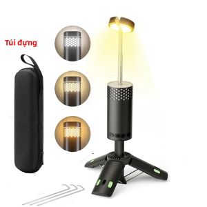 Đèn Cắm Trại Dạng Ống Lồng 10000mAh Đèn Pha LED Cầm Tay Có Đế Ba Chân Nam Châm Đèn Lồng Khẩn Cấp Đèn Pha Ngoài Trời Túi Đựng Đi Kèm