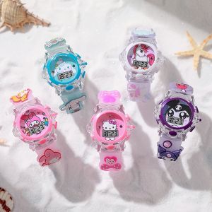 New Kuromi Led Watch Electronic Watch for Students Cartoon Childrens Watch Colorful Flashing Music Electronic Watch