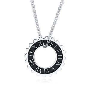 Kemstone Stainless Steel Roman Numerals Male Gear Pendant Necklace Jewelry Gift