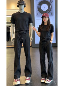 ZHUOCAN | Black Slim Fit Cleanfit Mens Tapered Pants Ice Silk