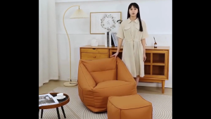 Premium Full Microfibre Leather Bean Bag sofa Chair With Leather Stool