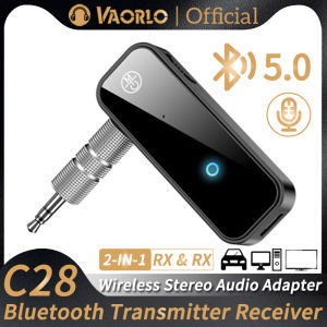 New Upgrades C28 2 IN 1 Bluetooth 5.3 Audio Receiver Transmitter 3.5MM AUX Stereo Music Wireless Adapter With Mic For Car TV PC