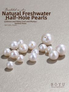 BOYU | Near-Round Semi-Drilled Freshwater Pearl Loose Beads for DIY Jewelry Making