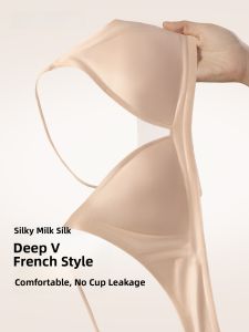 Áo ngực AIMO cho nữ làm bằng vải satin mỏng không đường may dáng chữ V dây mảnh