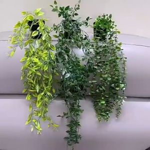 ต้นไม้ปลอมแบบแขวน พร้อมกระถาง เถายูคาลิปตัสปลอม ใบไม้เลื้อยประดิษฐ์ สําหรับแขวนตกแต่งผนังบ้าน สํานักงาน
