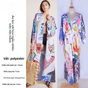 Áo Khoác Đi Biển Cỡ Lớn Rộng Rãi Che Nắng Áo Khoác Ngoài Bikini Áo Khoác Ngoài Bơi Lội Cho Nữ Chân Váy Dài Mùa Hè 2024 Xanyee