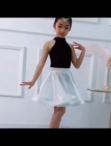 Latin Dance Skirt Girls Miniskirt Large Skirt Kids Large Swing Dance Skirt Performance Costume Children National Dance Dress Exercise Clothing