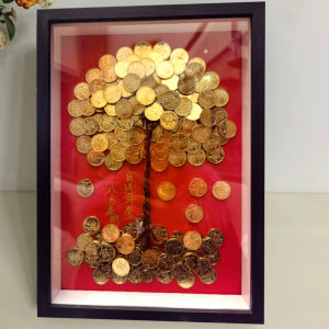 Moving Celebration DIY Wealth Tree Picture Frame Decorative Ornaments Company Opening Creative Gift Solid Wood Tabletop