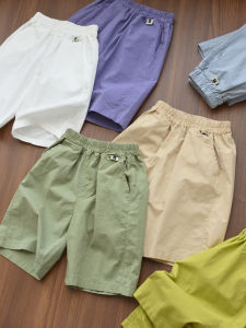 Kids Casual Workwear Five-Point Pants Boys Girls Summer Style Mid-Term Children Loose Elastic Waist Cotton Polyester Blend