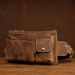 Mantime | Crazy Horse Leather Chest Bag Multifunctional Crossbody Satchel