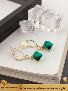 Green Aurore Boreale Candy Shaped Crystal Ear Hooks No Piercing Required Elegant Commuting Jewelry for Women by YAAJOODII