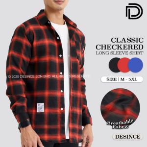 DESINCE Men Shirt Checker Shirt Trendy Korean Style Top Baju Lelaki Kemeja Lelaki Black Blue Red Shirt MT 016