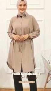 Long Dress Tunik Kemeja Polos Elegan Wanita Bahan Koshibo By Azka Collection