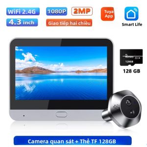 Camera Cửa Thông Minh Không Dây Hollarm 4.3 Inch Tích Hợp Radar Kỹ Thuật Số Chuông Cửa Có Âm Thanh WiFi Tuya Tầm Nhìn Ban Đêm PIR & Phát Hiện Chuyển Động