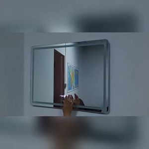 กระจกแต่งหน้า LED ขนาดใหญ่ มัลติฟังก์ชั่น 3 สี สัมผัสได้ ป้องกันหมอก พร้อมเวลาและอุณหภูมิ ป้องกันรอยนิ้ว ติดตั้งง่าย