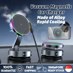🇸🇬[Ready Stock] Vacuum Magnetic Wireless Charger Car Phone Holder 360 Rotatable Suction Cup Foldable Fast Charging Phone Mount Adsorption Bracket