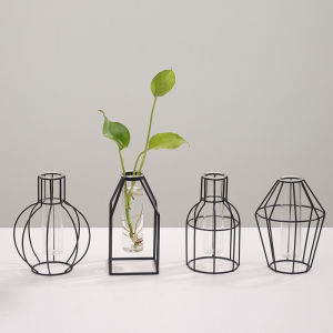 Scandinavian Style Minimalist Geometric Iron & Glass Hydroponic Vase Ornament