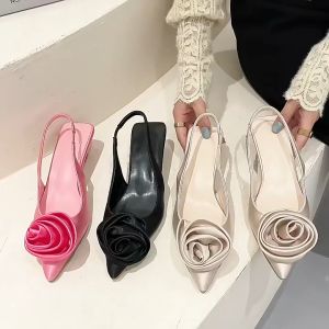 MANXIXI Thời Trang Phụ Nữ Thấp Giữa Giày Cao Gót 1.18 Inches Đẹp Hoa La Dép (Kích Thước 35-41)