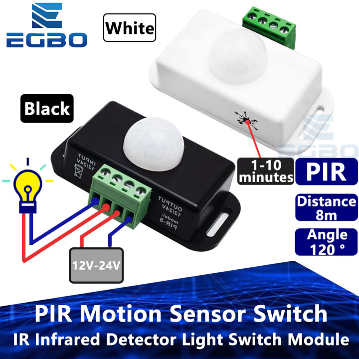 1PCS DC 12V 24V 8A Automatic Adjust PIR Motion Sensor Switch IR ...