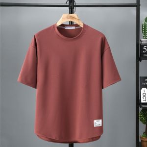 plus Size Mens T-Shirt Short Sleeve Casual Loose Fit Summer Two-Piece Set Breathable Polyester Fashion Urban Business Casual