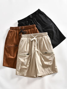 Outdoor Mens Casual Shorts Breathable Quick Dry Fabric Elastic Waist Summer Lightweight Comfortable Workwear with Big Pockets