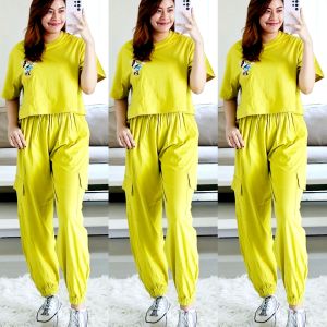 Luvluvshop One Set Cargo Wanita Kekinian Bahan Katun Kombed Premium Adem