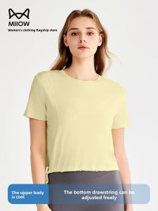 miiow | Cat Person Round Neck T-Shirt Women Summer New Sport Running Fitness Short Loose Casual Breathable Yoga Short Sleeve Top