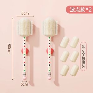 Long Handle Soft Hard Bristle Cup Brush Magnetic Stool for Cleaning Cups And Milk Bottles Kitchen Storage Rack Special for Pot Lid