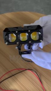 WACA ไฟ 23Watt ไฟ 3 สเต๊ป (ไฟสีขาว/ไฟสีส้ม) ไฟสปอร์ทไลท์ LED ไฟLED DC10-80V กรอบอลูมิเนียม เลนส์คู่ สว่างกว่าสองเท่า ไฟตัดหมอกมอไซค์ ไฟสปอตไลท์ VE01 E39 FSA pro9