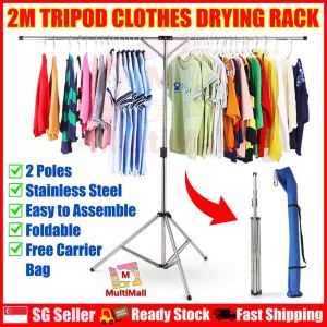 Tripod Clothes Drying Rack – 2M Foldable and Easy Storage Laundry Rack | Collapsible Laundry Rack | Retractable Laundry Rack Space Saving Easy Storage Clothes Rack Stainless Steel Rack for Outdoor and Indoor use